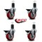 Service Caster 4'' Red Poly Swivel 1-5/8'' Expanding Stem Caster Set with Brake, 4PK SCC-EX20S414-PPUB-RED-PLB-158-4 - alternate 3